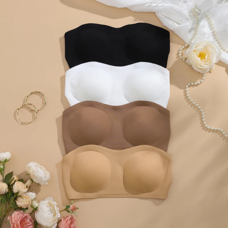 1 unds/3 unids/pack YMQJ sujetador sin costuras acolchado extraíble de seda de hielo suave sin rastro para mujer sujetador sin costuras para mujer sujetador sin tirantes