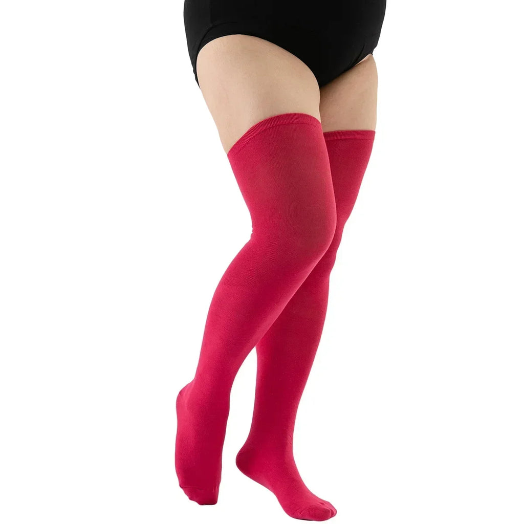 Calcetines largos a rayas blancas y negras, medias altas hasta el muslo elásticas por encima de la rodilla de talla grande, calentadores de piernas para Otoño e Invierno para mujeres de gran tamaño XL