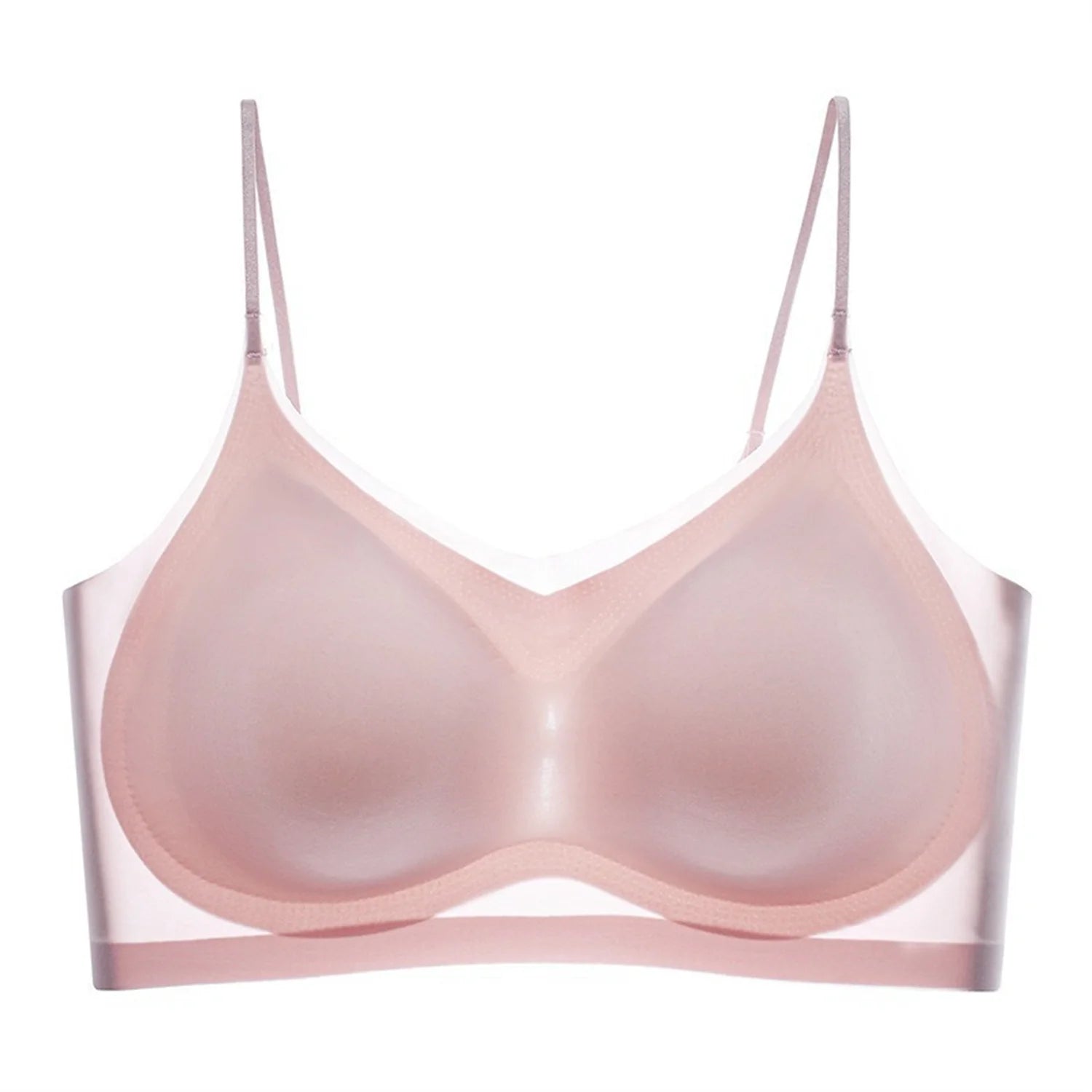 Sujetador superior de seda de hielo transpirable ultrafino para mujer, chaleco Halter con espalda sin costuras, sujetador envolvente, pecho pequeño juntos