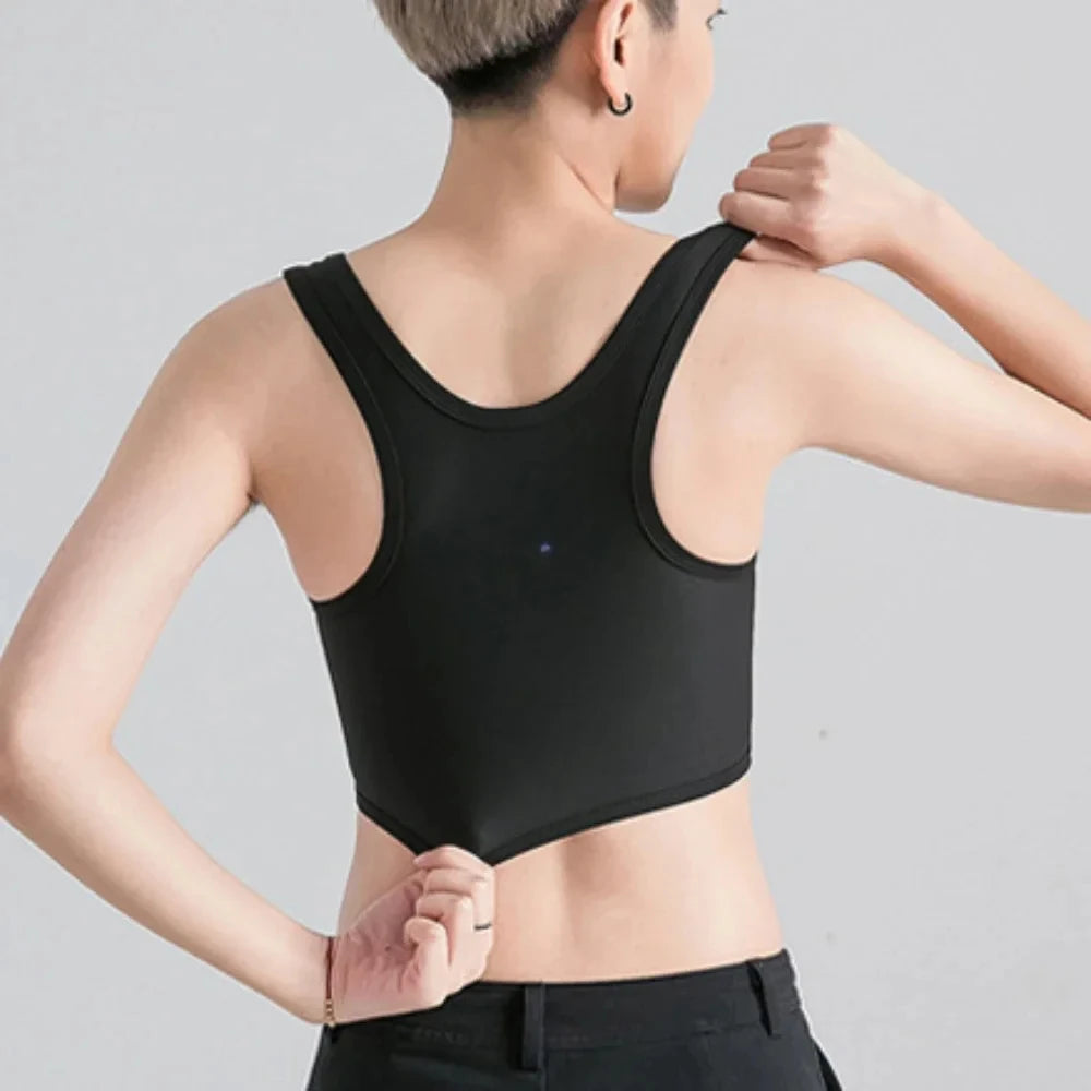 Carpeta de pecho transpirable para mujer, chaleco corto con hebilla lateral, Tops, carpeta de pecho, ropa interior, camisetas sin mangas, vendaje envolvente para el pecho inalámbrico
