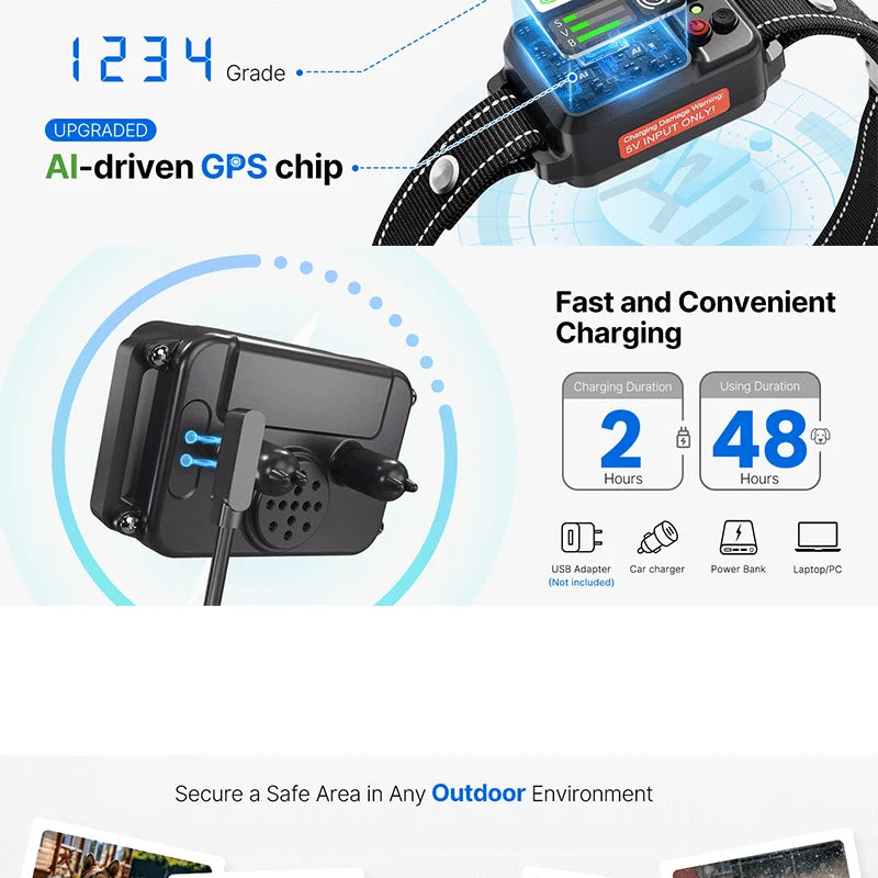 Valla electrónica inalámbrica GPS para mascotas, valla para perros y tapón para ladridos, entrenador para perros, Collar de descarga eléctrica para entrenamiento, actualización 2025