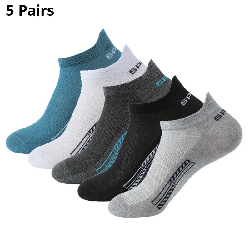 5/10/20 pares de calcetines deportivos de poliéster transpirables de malla fina de verano para hombre calcetines cortos absorbentes de sudor