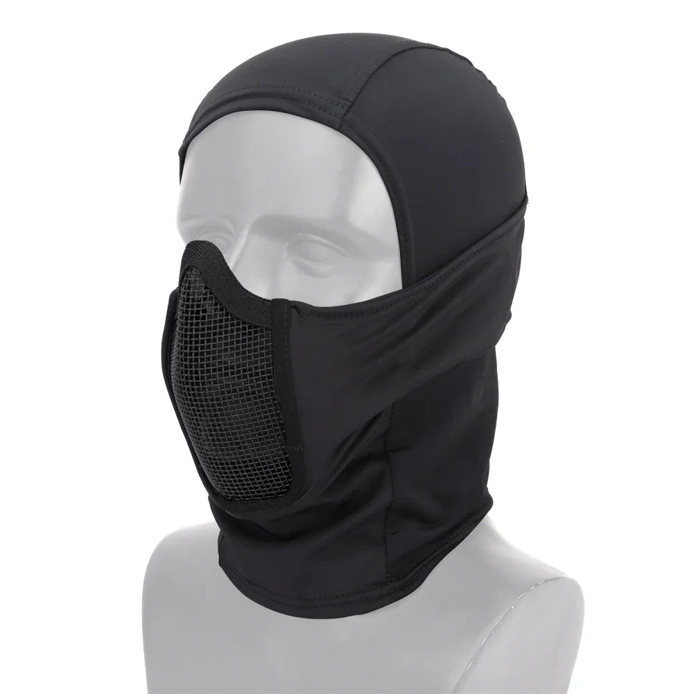 Pasamontañas Táctico de Malla para Airsoft y Paintball, Cubre Rostro Completo, Estilo Ninja, Capucha Metálica de Acero, Diseño Plegable