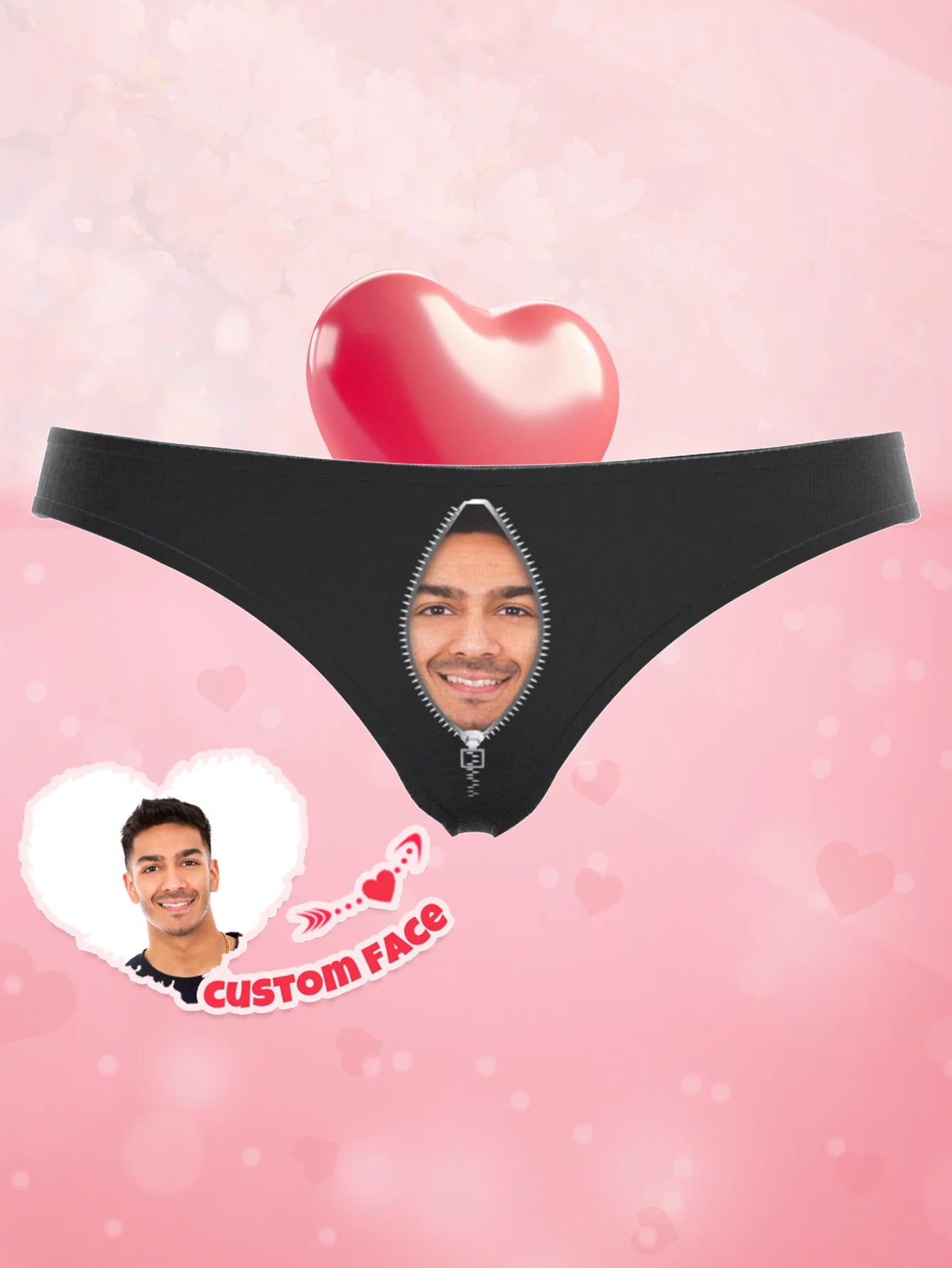 Tanga Personalizada con Rostro para Mujer, Ropa Interior de Encaje Personalizada, Regalo de San Valentín para Novia, Esposa, Bragas de Tiro Bajo, Aniversario
