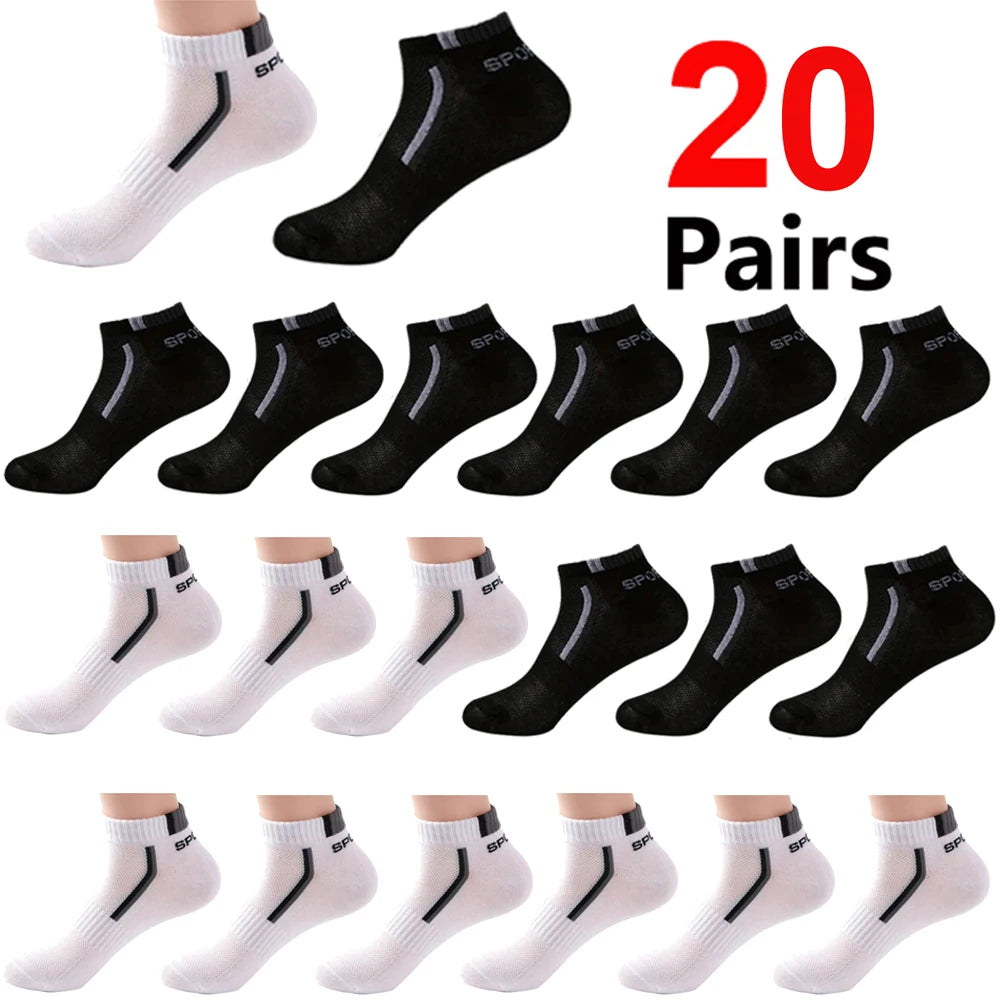 30 pares de calcetines de hombre de malla transpirable calcetines cortos casuales Color-block calcetines deportivos calcetines deportivos absorben el sudor tobillo