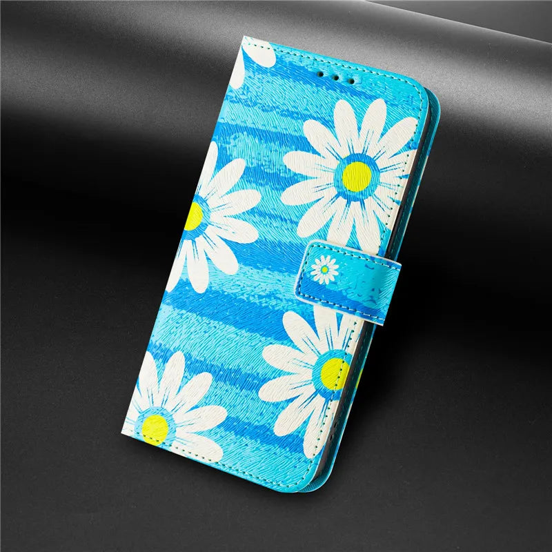 13 Funda de teléfono de cuero para iPhone 13 12 Mini 11 Pro 13Pro 12Pro Max 11Pro Coque Flip Cover Wallet fundas pintadas magnéticas gato oso