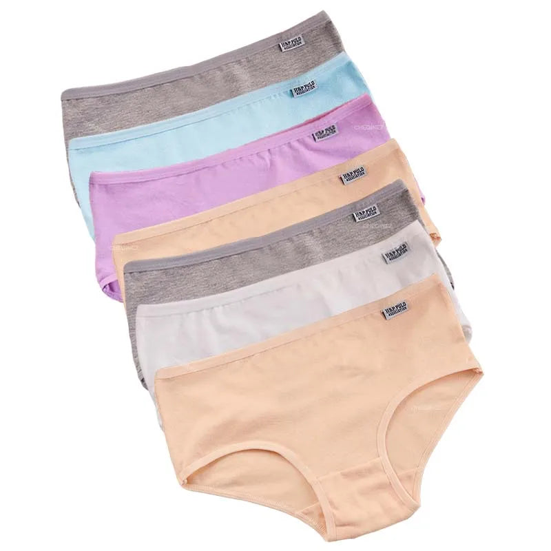 7 unids/lote de ropa interior de talla grande, bragas de algodón para mujer, lencería Sexy, pantalones cortos, ropa interior, bragas sólidas, M-4XL íntima femenina
