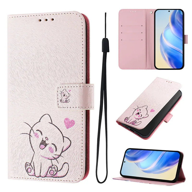 13 Funda de teléfono de cuero para iPhone 13 12 Mini 11 Pro 13Pro 12Pro Max 11Pro Coque Flip Cover Wallet fundas pintadas magnéticas gato oso