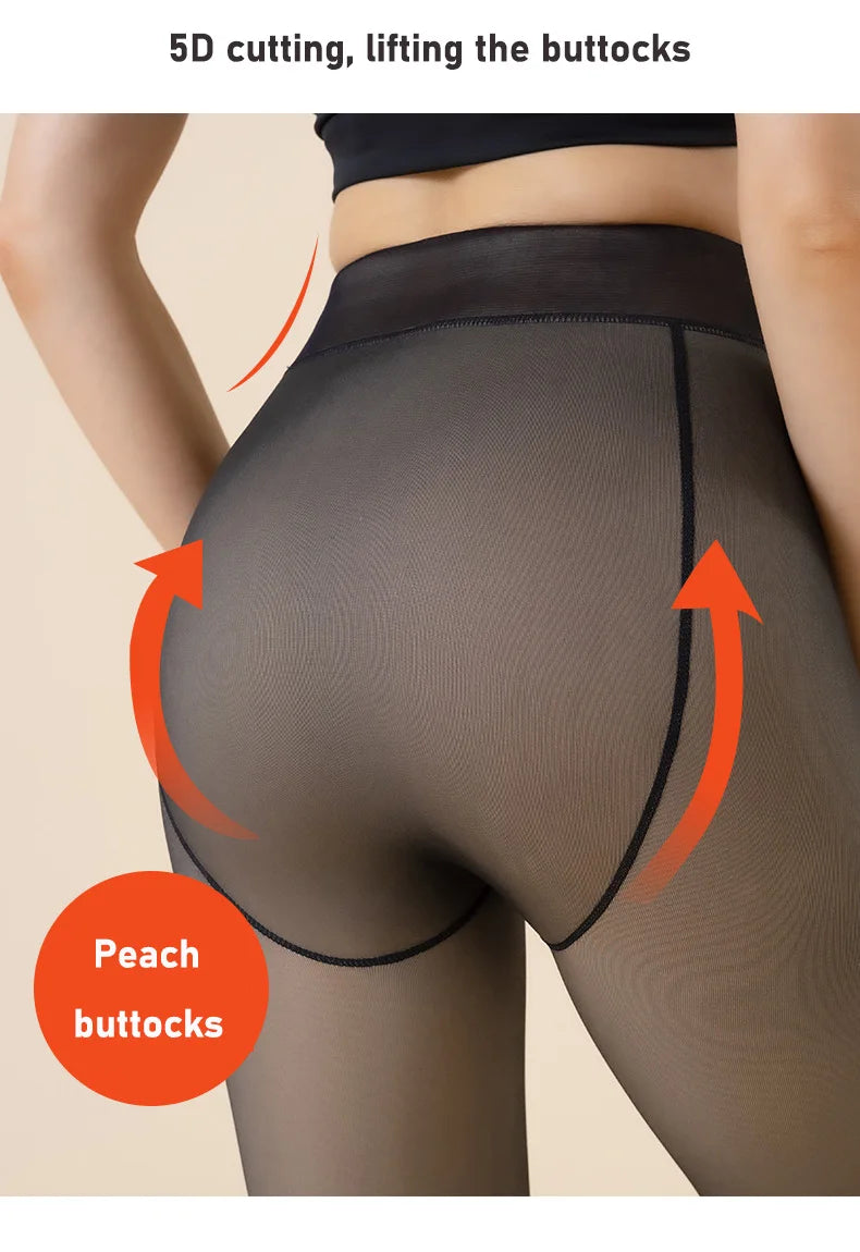 Medias térmicas gruesas para mujer, pantimedias translúcidas sexis cálidas para invierno, pantimedias ajustadas elásticas de cintura alta para mujer
