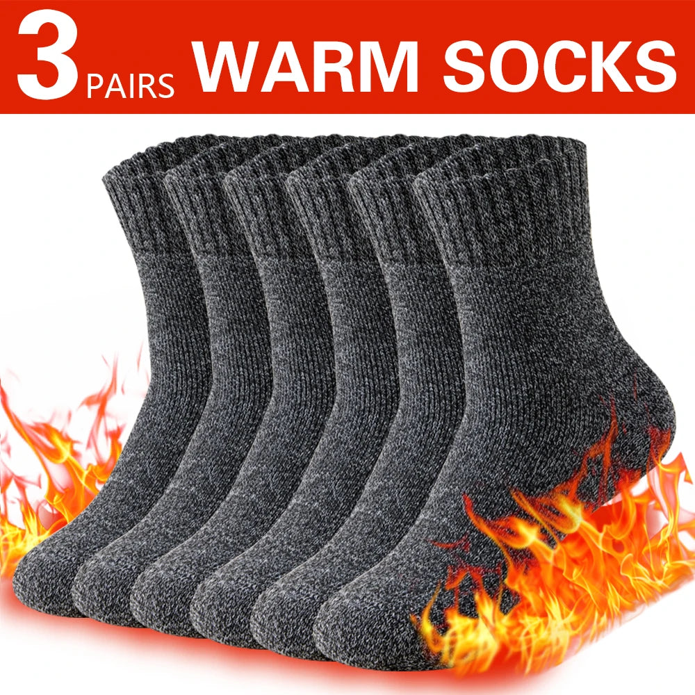 3 pares de calcetines gruesos de invierno para hombre, calcetines largos para deportes al aire libre, calcetines de nieve resistentes al frío a prueba de heladas para hombre, regalo 39-44