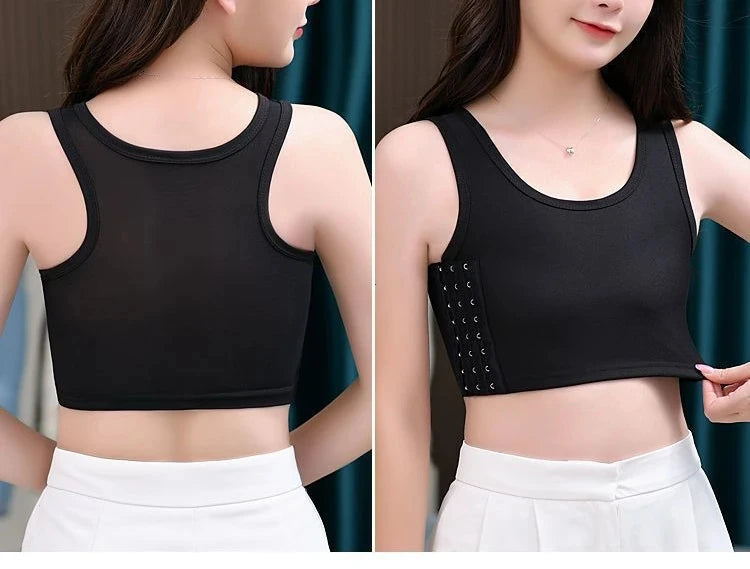 Carpeta de pecho transpirable para mujer, chaleco corto con hebilla lateral, Tops, carpeta de pecho, ropa interior, camisetas sin mangas, vendaje envolvente para el pecho inalámbrico