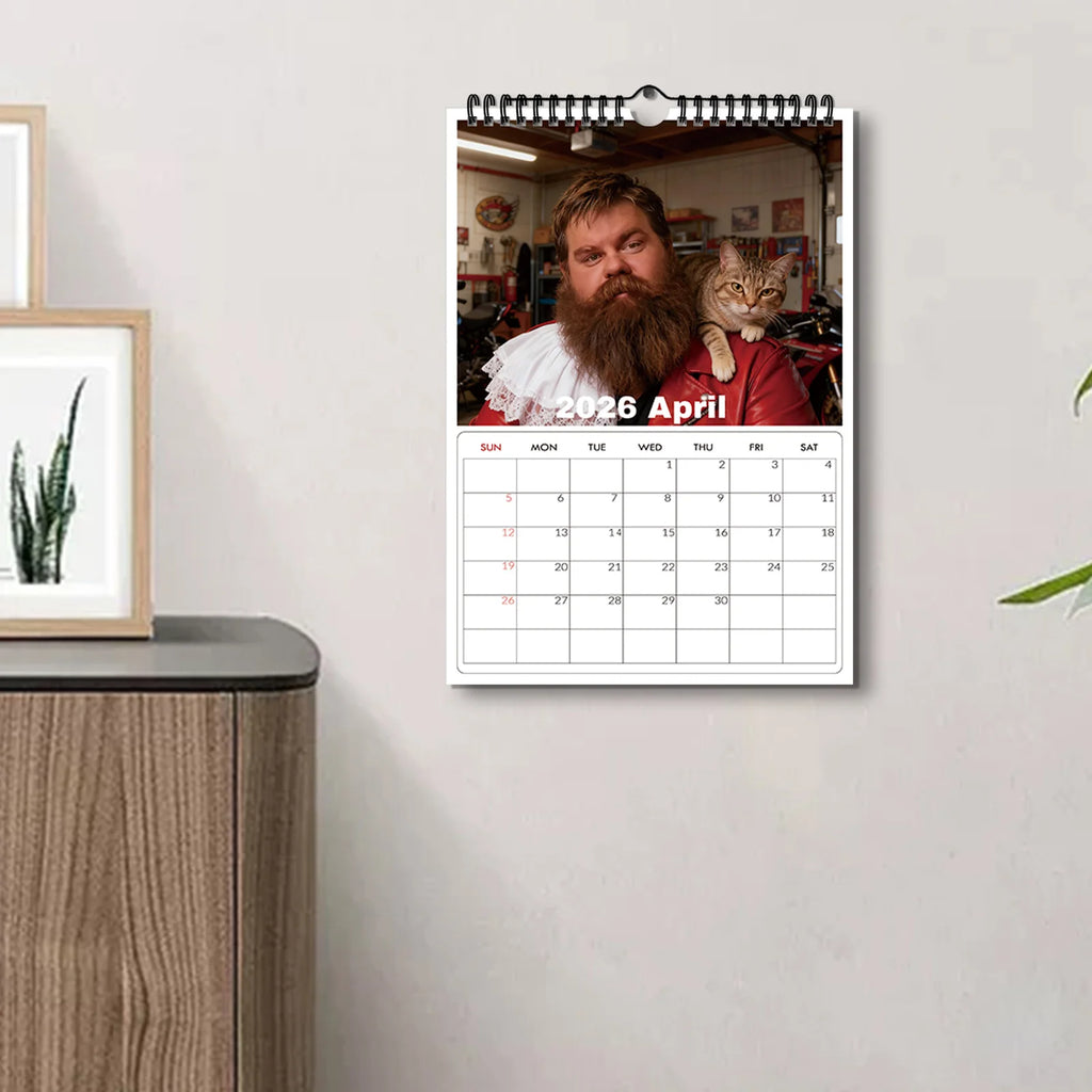 Calendario de pared con temática de Daddies de gato 2026, amantes de los gatos y entusiastas de las mascotas, Ideal para decoración del hogar y la oficina, calendario de pared divertido, 1 ud.