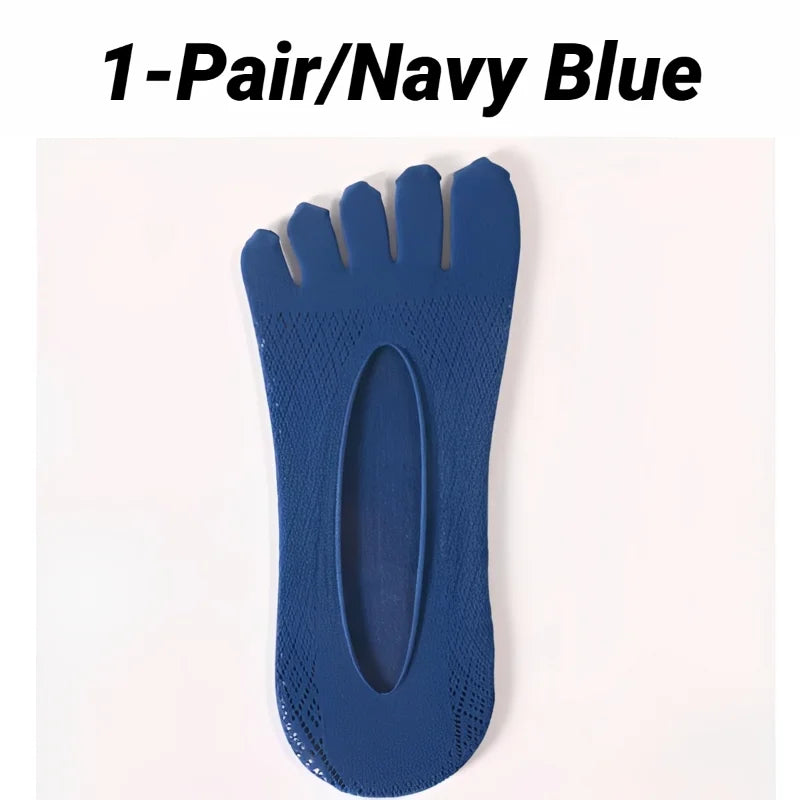 1/5 Pares de Calcetines Invisibles de Verano para Hombre, Calcetines de Cinco Dedos, Finos, de Terciopelo, Antideslizantes, Transpirables, Elásticos, de Seda Suave