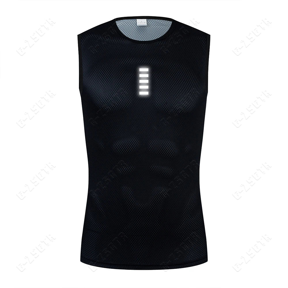 Capa Base de ciclismo, ropa interior reflectante, Jersey de ciclismo blanco, chaleco deportivo, camiseta interior para hombre, chaleco elástico de secado rápido, Jersey para bicicleta de carretera