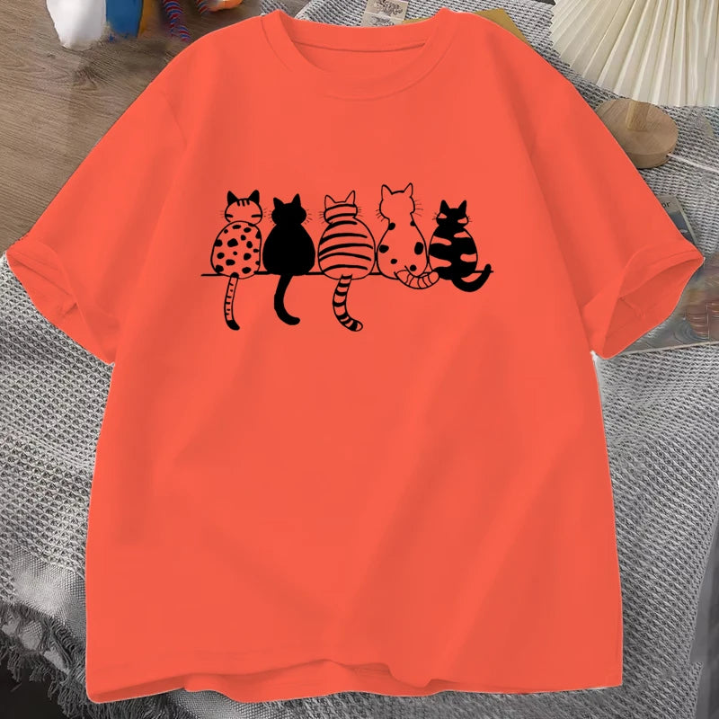 Camiseta cómoda con cuello redondo para mujer, camisetas informales holgadas Unisex, camisetas de verano