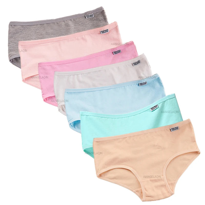 7 unids/lote de ropa interior de talla grande, bragas de algodón para mujer, lencería Sexy, pantalones cortos, ropa interior, bragas sólidas, M-4XL íntima femenina