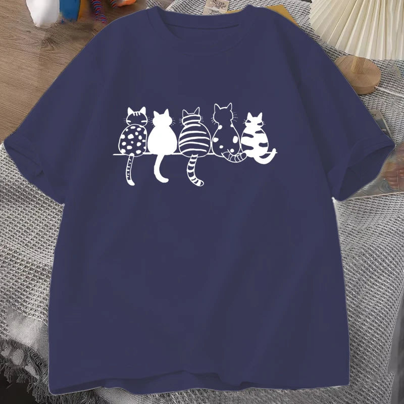 Camiseta cómoda con cuello redondo para mujer, camisetas informales holgadas Unisex, camisetas de verano