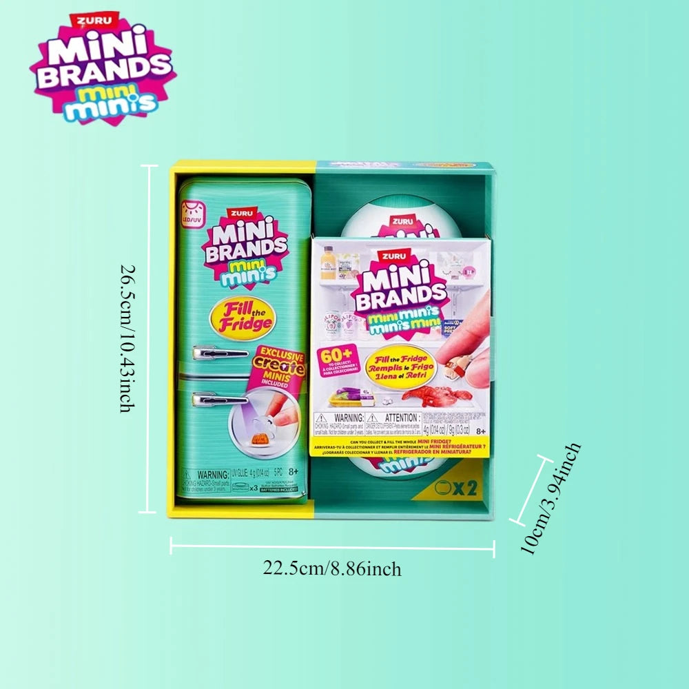ZURU Original Fill The Fridge Mini Refrigerator Set Mini Brands Ball Series Caja Sorpresa Misteriosa Juguete de Casa de Muñecas Decoración Regalos