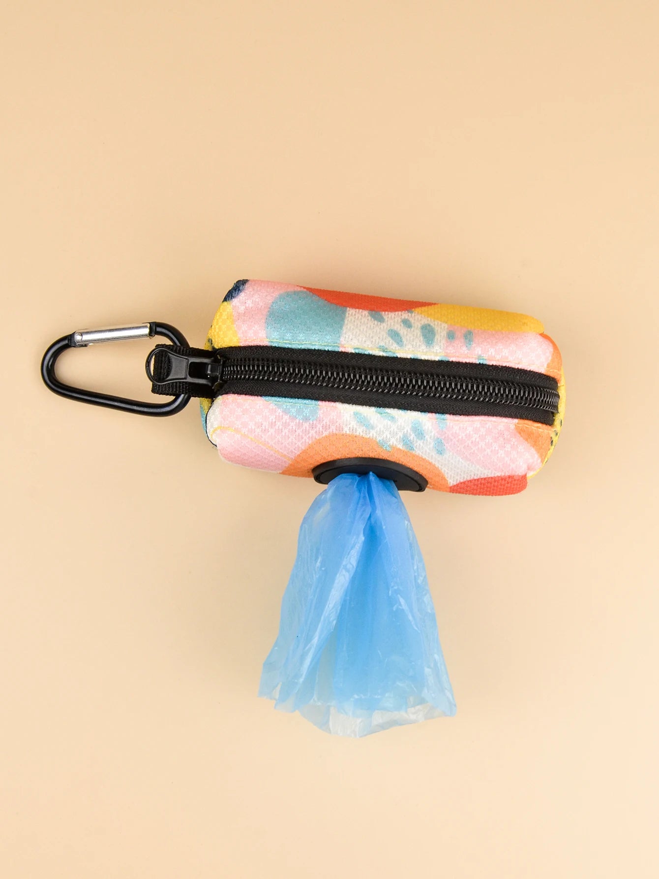 Dispensador de soporte para bolsa de excrementos de mascotas, diseño bonito con estampado abstracto, sin bolsa y correas para excrementos, se puede conectar con cualquier correa para perros