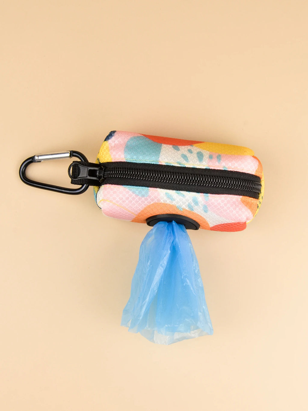 Dispensador de soporte para bolsa de excrementos de mascotas, diseño bonito con estampado abstracto, sin bolsa y correas para excrementos, se puede conectar con cualquier correa para perros