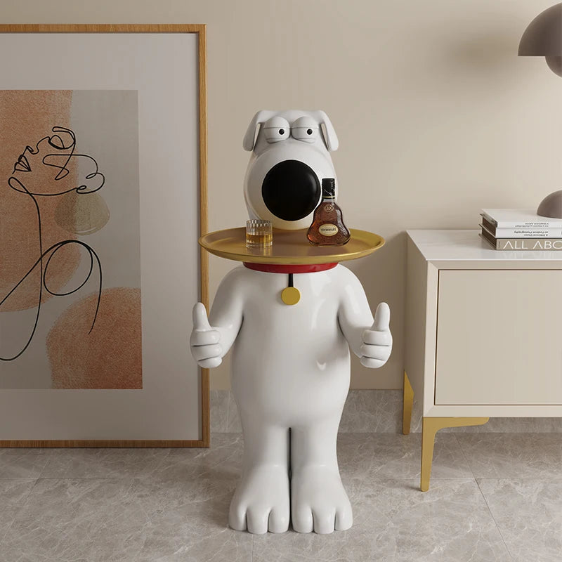 Estatua de perro de dibujos animados para decoración del hogar, estatuilla de resina grande, accesorios creativos para sala de estar, escultura Nórdica
