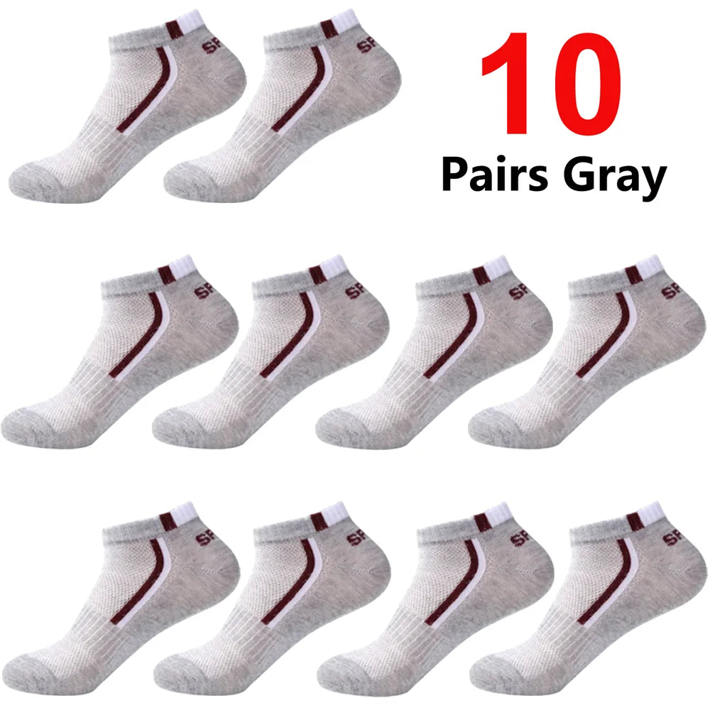 Calcetines náuticos antideslizantes para hombre, 5 pares de calcetines tobilleros con estampado de bloques para negocios y deportes, transpirables, resistentes al sudor, antiolor, cómodos