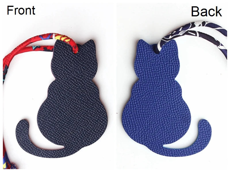 Llavero con doble cara de piel auténtica de grano completo de cocodrilo, gato de la suerte, cachorro, perro, caballo, mochila, colgante, Animal, bolso de mujer