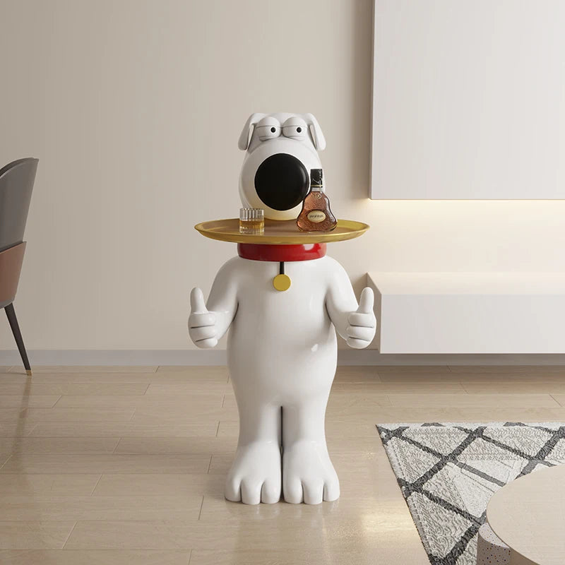 Estatua de perro de dibujos animados para decoración del hogar, estatuilla de resina grande, accesorios creativos para sala de estar, escultura Nórdica