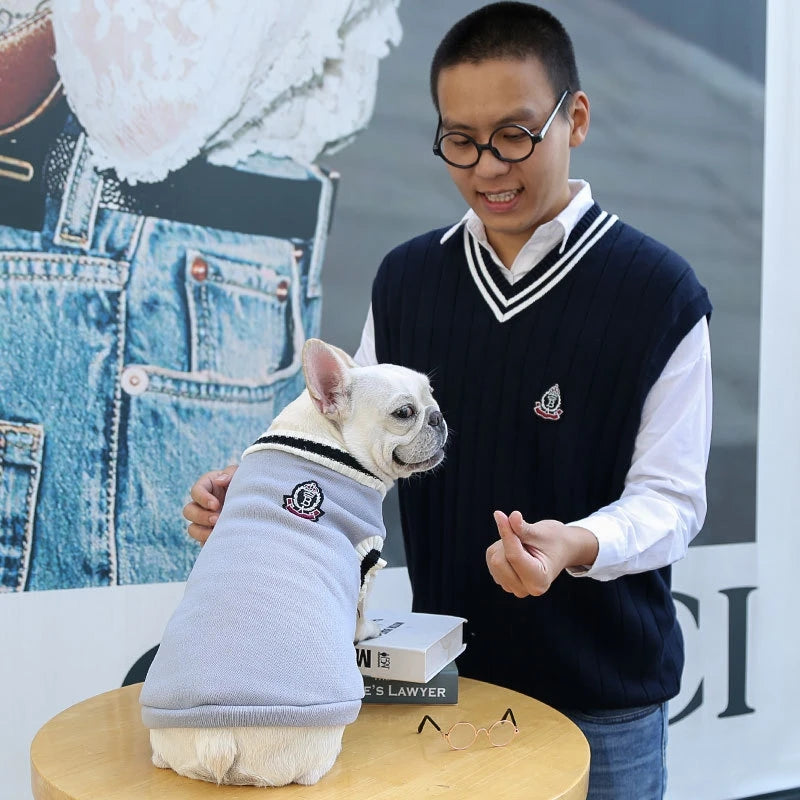 Suéter de moda para perros, ropa cálida de invierno para perros pequeños y medianos, suéter para gatos de estilo universitario, jersey para cachorros, ropa para perros Chihuahua