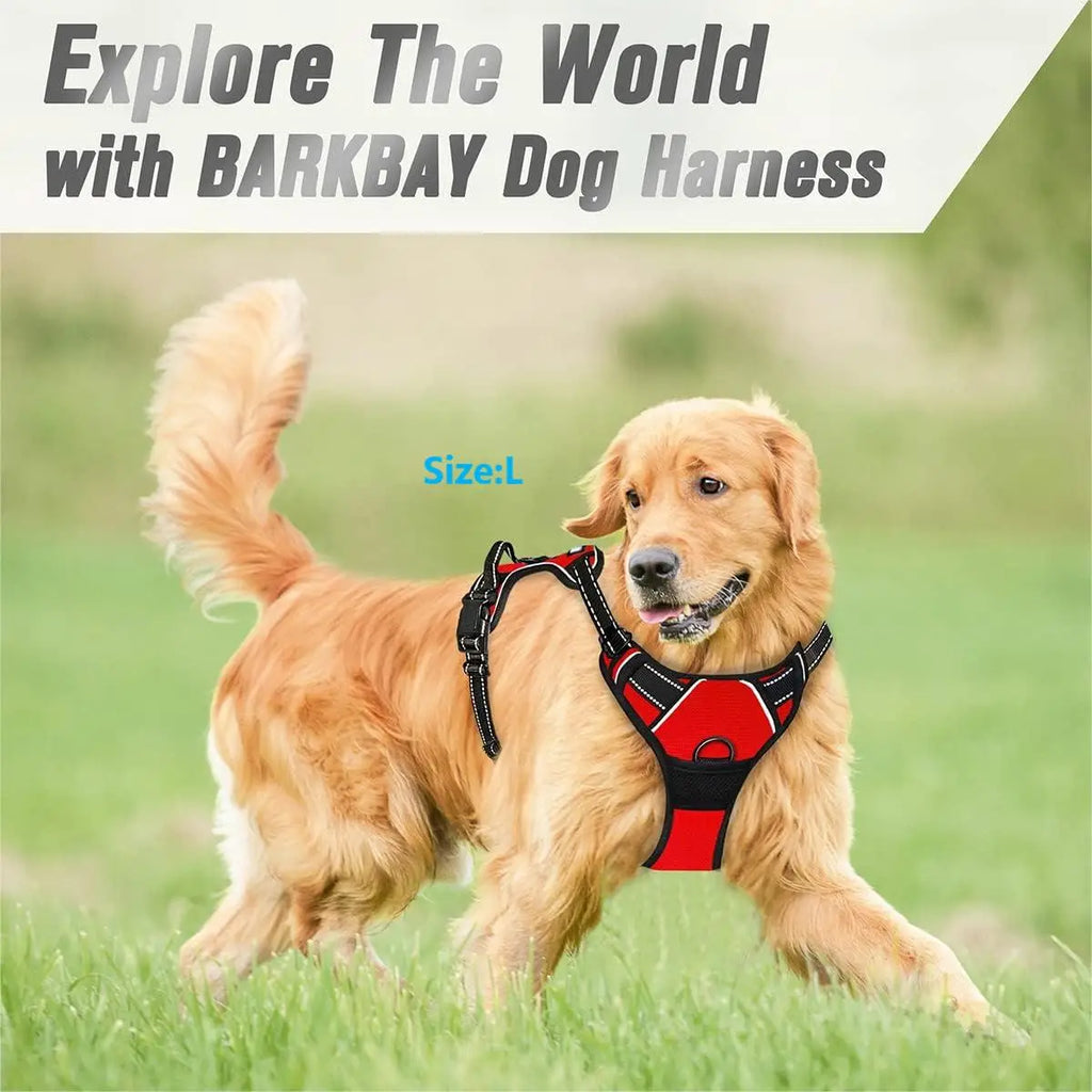 Arnés para perros sin tirones, Clip frontal, mango de fácil control reflectante resistente para caminar con perros grandes