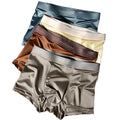 Ropa interior para hombre, pantalones cortos de cuatro esquinas de esquina plana transpirables de seda satinada de lujo ligera de alta gama, seda helada, sin marcas, 4 Uds.