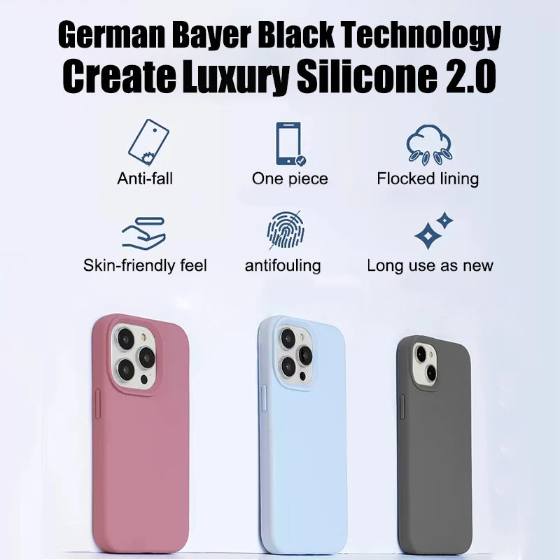 Funda de teléfono de silicona líquida de lujo para APPLE iPhone 11 13 12 14 15 16 Pro Max fundas para iPhone 15 Plus funda protectora a prueba de golpes