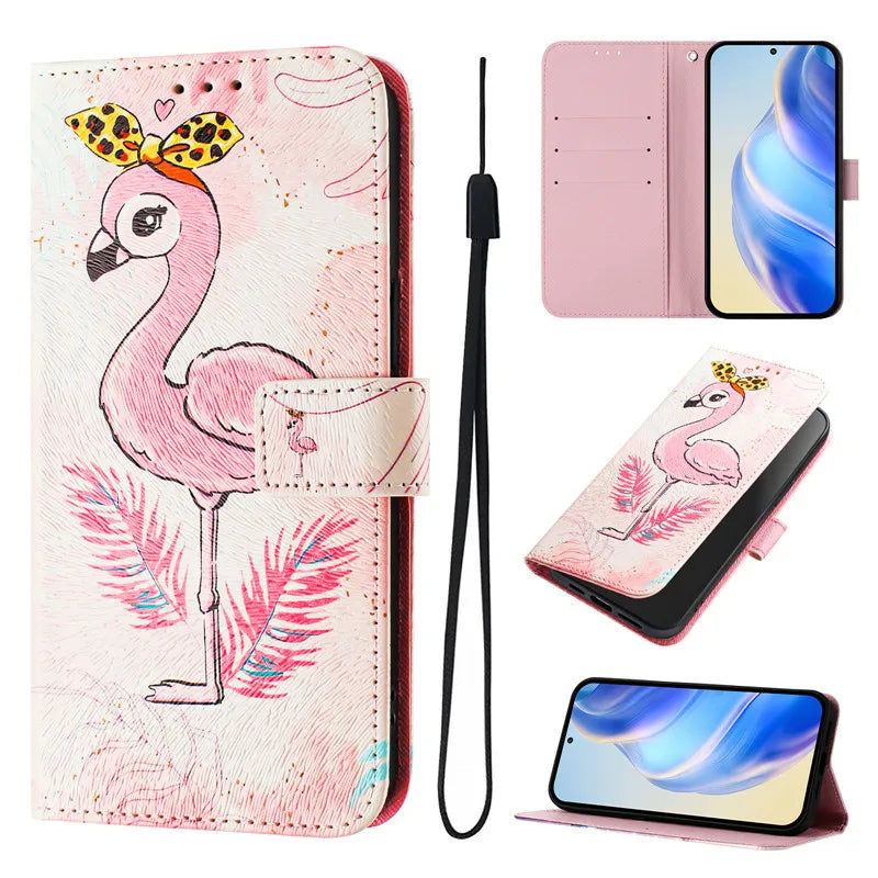 13 Funda de teléfono de cuero para iPhone 13 12 Mini 11 Pro 13Pro 12Pro Max 11Pro Coque Flip Cover Wallet fundas pintadas magnéticas gato oso