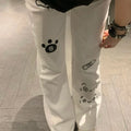 Pantalones largos japoneses Kawaii para mujer, pantalones informales con patrón de gato de dibujos animados Y2K, pantalones deportivos de otoño con subcultura Harajuku dulce