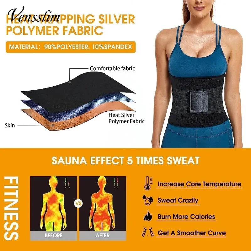 Vensslim mujeres Sauna sudor Abdomen recortador cinturón cintura entrenador adelgazante cuerpo Shaper corsé entrenamiento vientre delgado quemador de grasa fajas