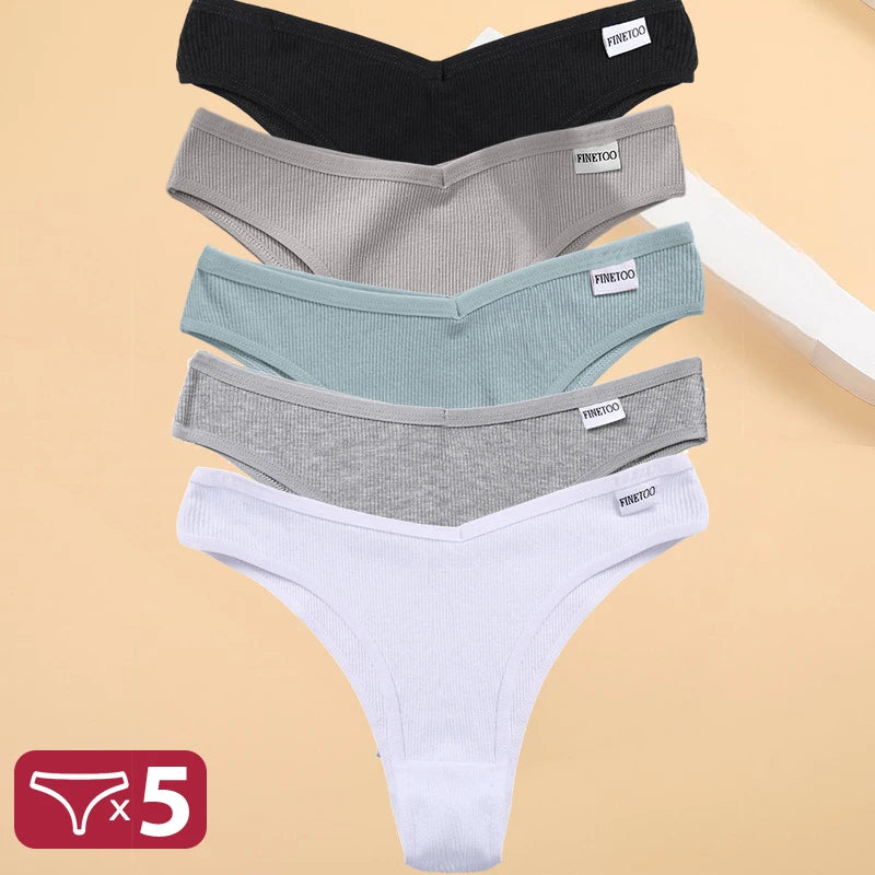 5 unids/set de bragas de lencería de algodón, ropa interior Sexy para mujer, Tangas, calzoncillos femeninos, bragas tipo Tanga, Bikini sólido de 13 colores