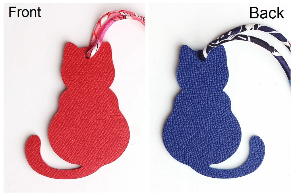 Llavero con doble cara de piel auténtica de grano completo de cocodrilo, gato de la suerte, cachorro, perro, caballo, mochila, colgante, Animal, bolso de mujer
