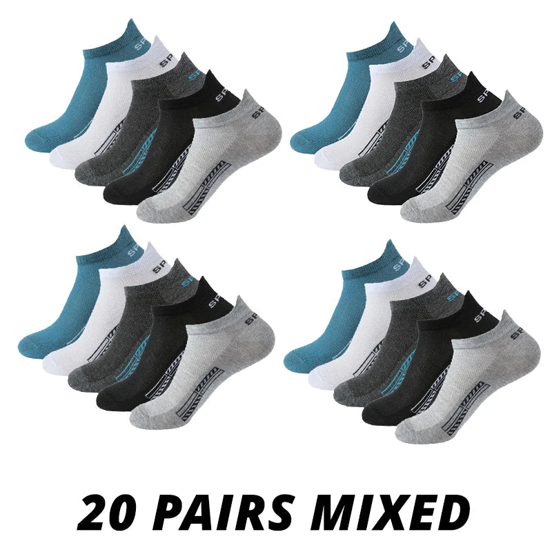 5/10/20 pares de calcetines deportivos de poliéster transpirables de malla fina de verano para hombre calcetines cortos absorbentes de sudor