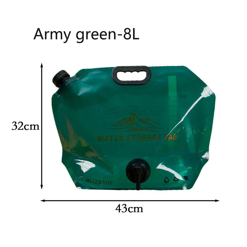 Bolsa de almacenamiento de agua portátil, plegable, para deportes al aire libre, Camping, grifo de escalada de montaña de gran capacidad, bolsa de agua de plástico