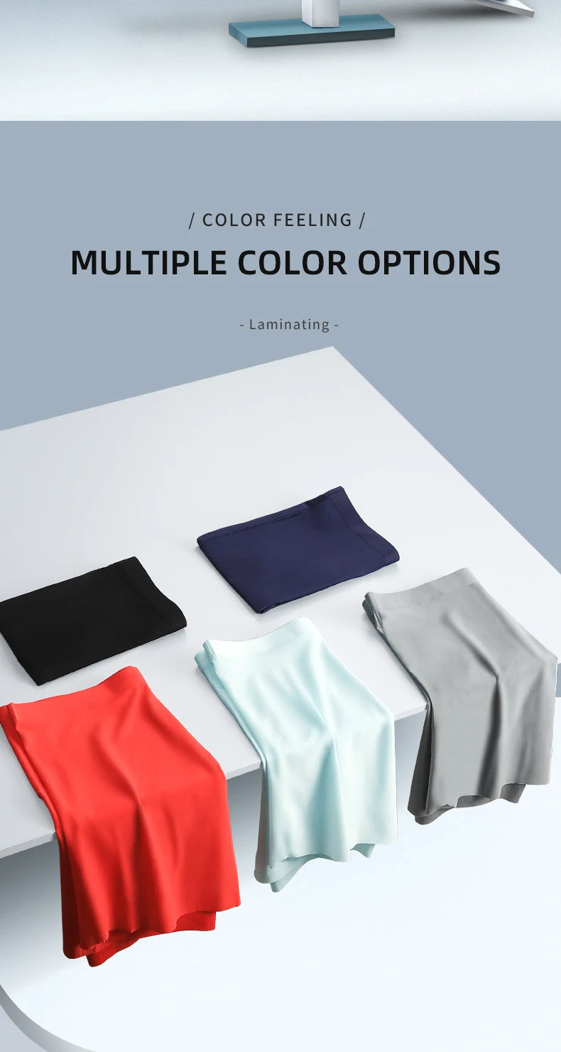 Ropa interior para hombre, Boxers de seda helada con estampado 3D, Boxers finos sin costuras, pantalones cortos deportivos alargados de verano para la cabeza