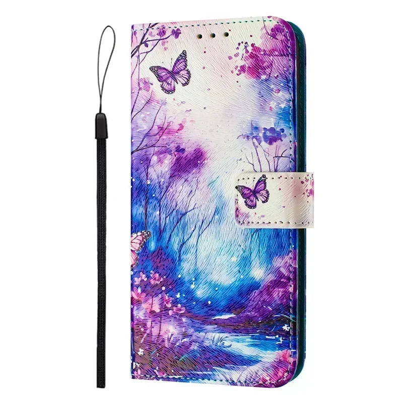13 Funda de teléfono de cuero para iPhone 13 12 Mini 11 Pro 13Pro 12Pro Max 11Pro Coque Flip Cover Wallet fundas pintadas magnéticas gato oso