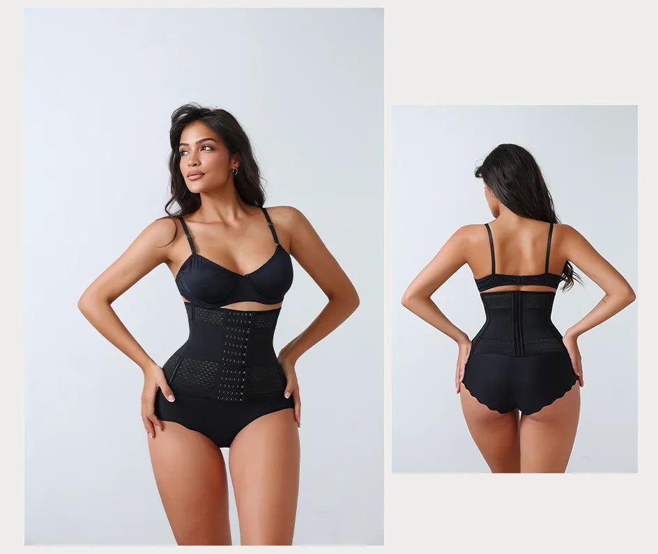 Nuevo Faja Reductora Ajustable para Mujer con Doble Cinturón de Neopreno y Cremallera, Corsé de Entrenamiento para Control Abdominal y Soporte Lumbar