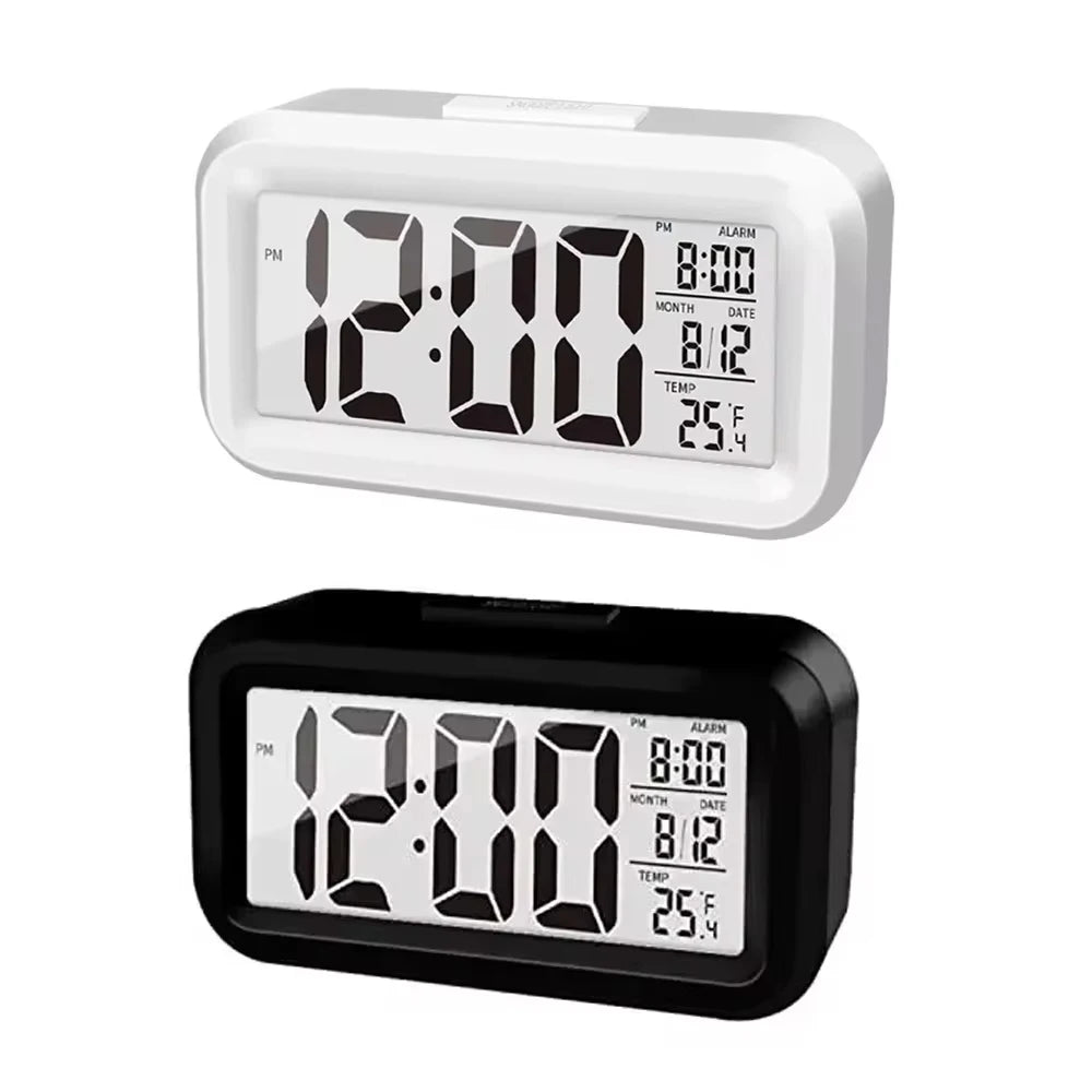 Reloj con alarma digital LED, retroiluminación, calendario de datos, reloj electrónico multifunción, reloj de mesa