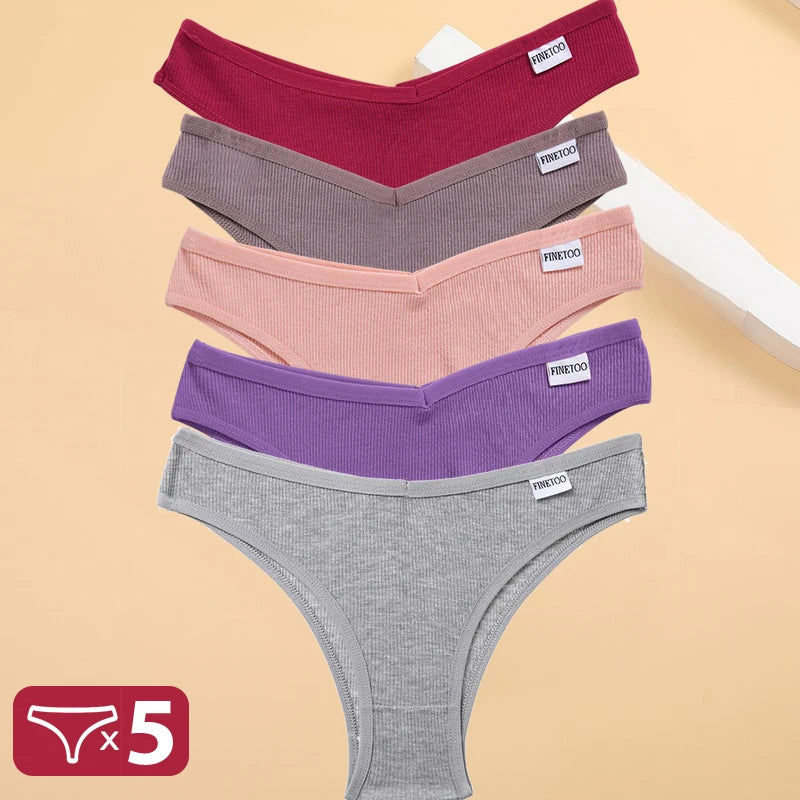 5 unids/set de bragas de lencería de algodón, ropa interior Sexy para mujer, Tangas, calzoncillos femeninos, bragas tipo Tanga, Bikini sólido de 13 colores