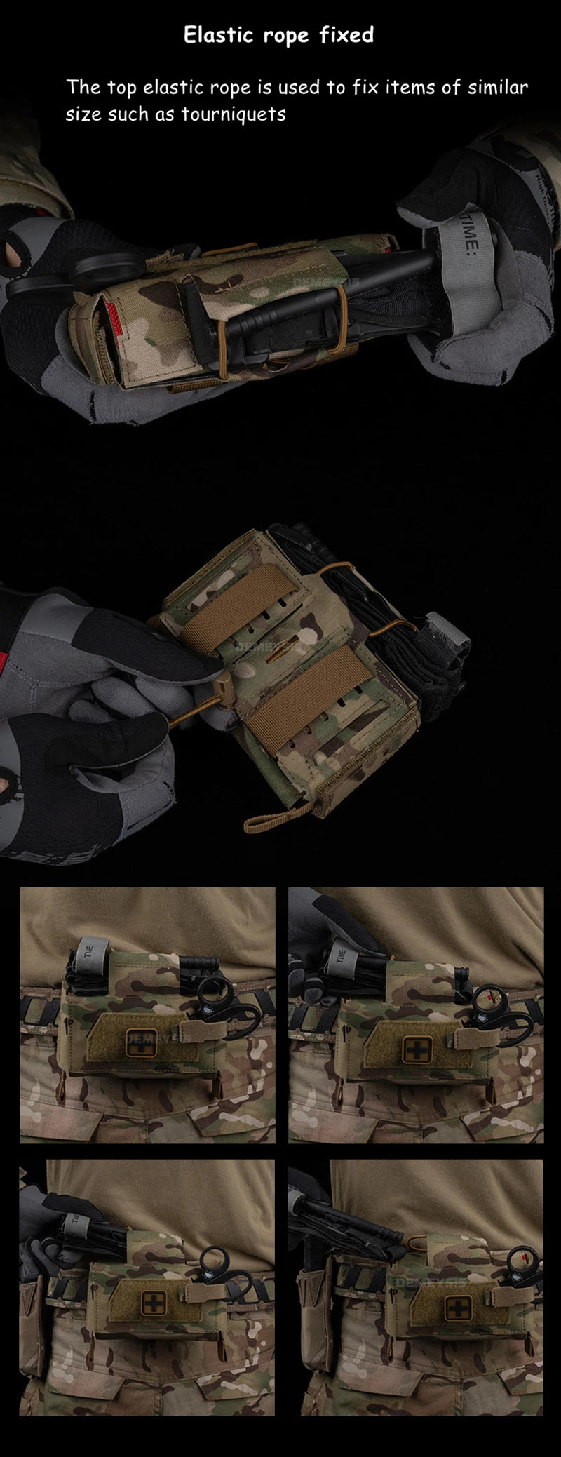 Bolsa táctica de primeros auxilios médicos, bolsas compactas para traumatismos al aire libre, IFAK para caza, chaleco Airsoft, portador de placa