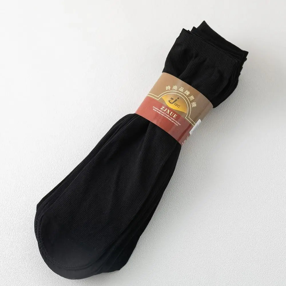 10 pares de calcetines de seda de hielo para hombre, calcetines ultrafinos de verano y primavera, calcetines de negocios sólidos, calcetines suaves transpirables, calcetines tobilleros de fibra de bambú
