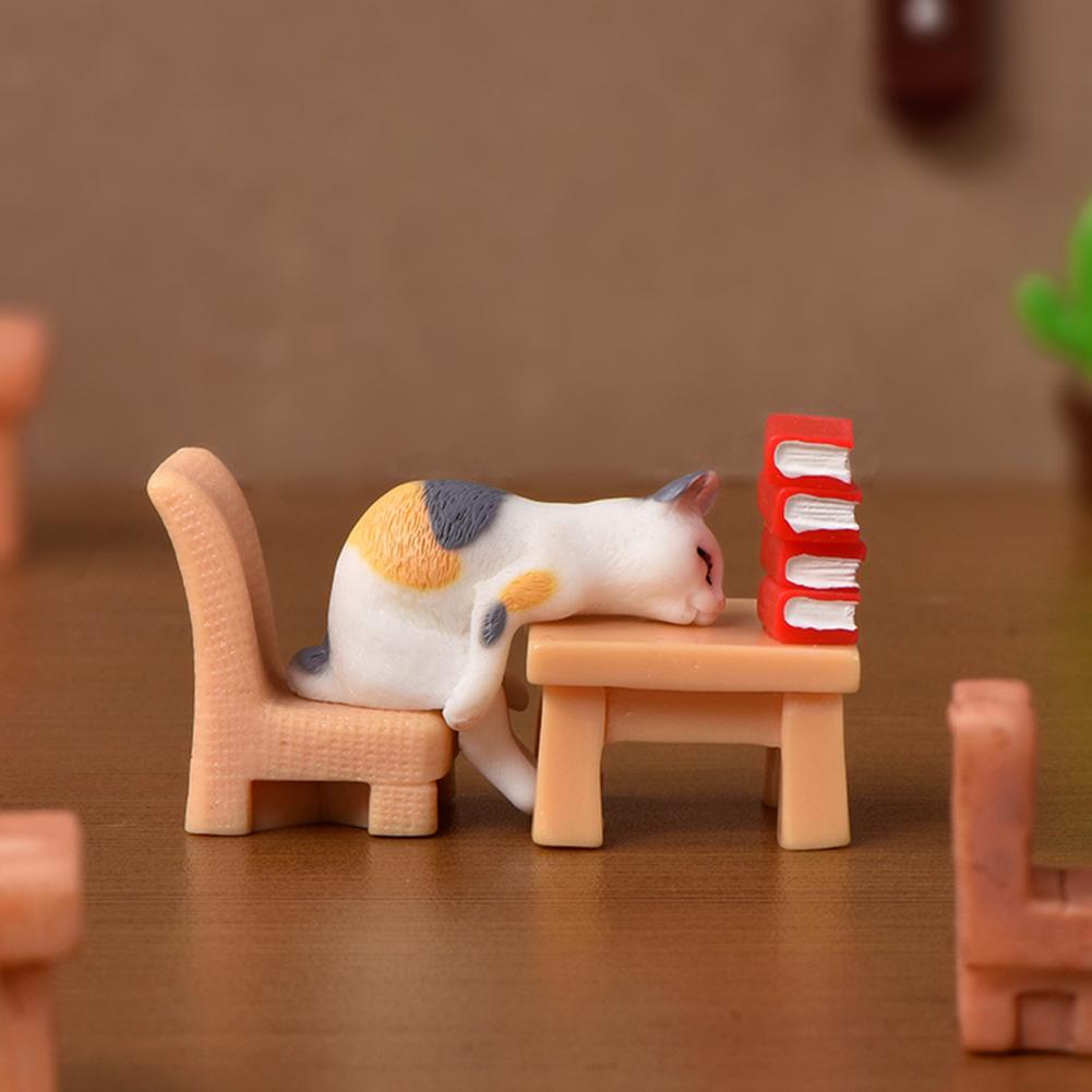 Mini adorno de gato Kawaii, estatua de gatito de jardín, regalo para niños, miniaturas, familia de gatos, figuritas decorativas, artesanías de gatos bonitos
