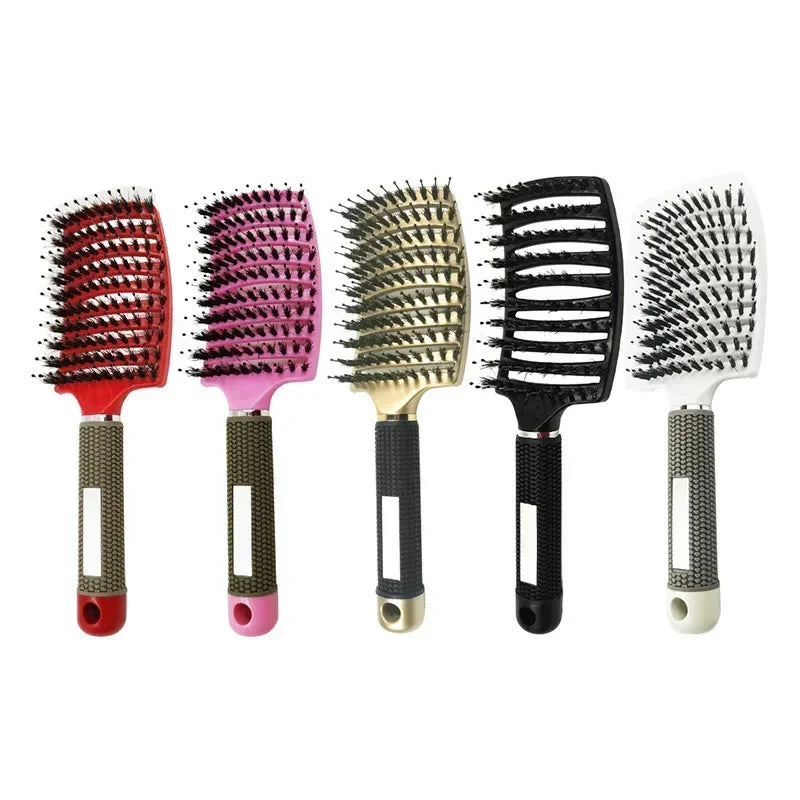 Cepillo para el cabello, cepillo para el cabello exfoliante, cerdas, peine para el cabello rizado húmedo para mujer, herramienta de peinado para salón, especial para pelucas de cabello Real