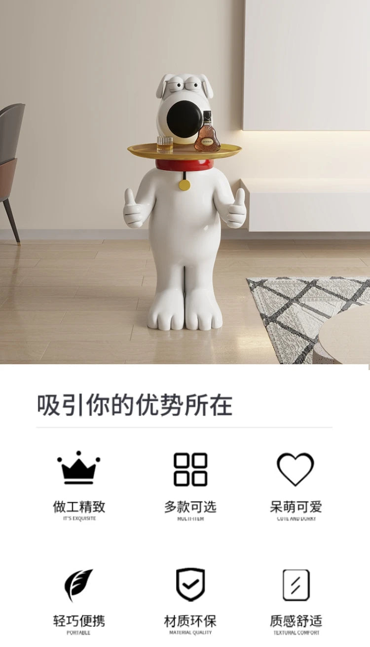 Estatua de perro de dibujos animados para decoración del hogar, estatuilla de resina grande, accesorios creativos para sala de estar, escultura Nórdica