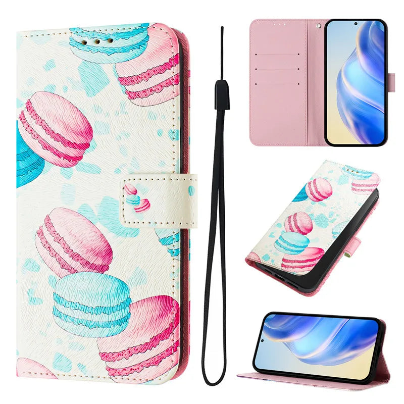 13 Funda de teléfono de cuero para iPhone 13 12 Mini 11 Pro 13Pro 12Pro Max 11Pro Coque Flip Cover Wallet fundas pintadas magnéticas gato oso
